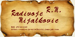 Radivoje Mijalković vizit kartica